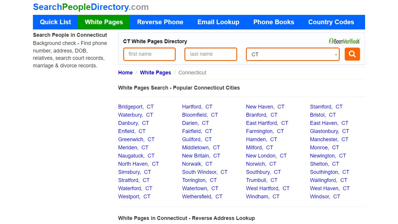 White Pages in Connecticut, Find a Person, Local Directory